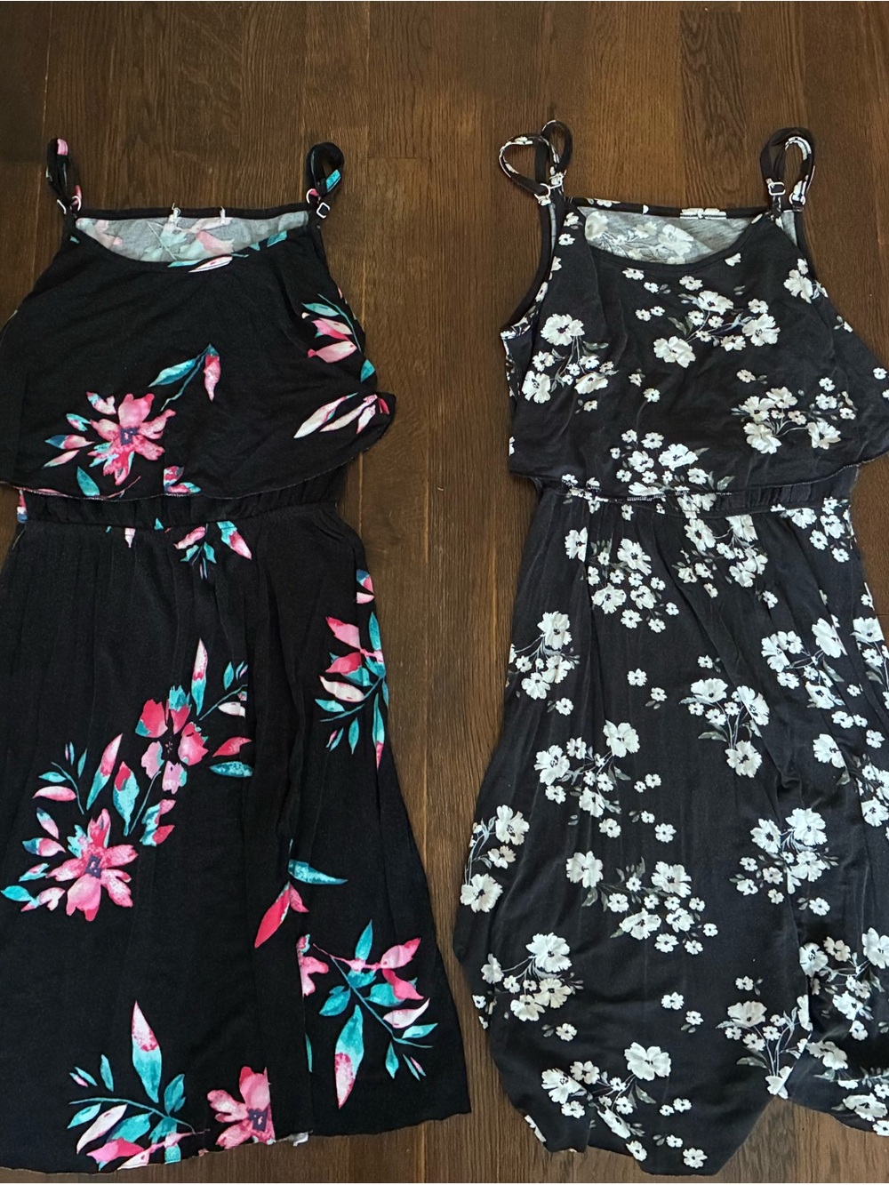Two black moody floral nursing dresses for breastfeeding size M